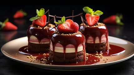 Canvas Print - Desserts Filled with Chocolate and Strawberries