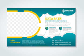 Wall Mural - technology horizontal banners. blue futuristic science presentation. modern banner design for medici