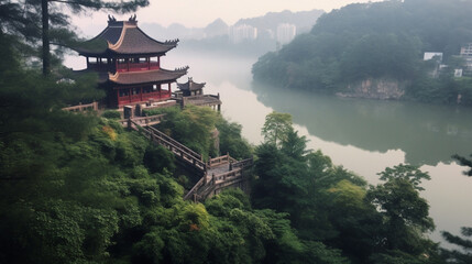 Wall Mural - View from Lingyin Temple