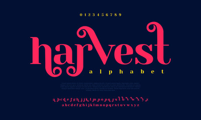 harvest premium luxury elegant alphabet letters and numbers. elegant wedding typography classic seri