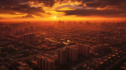 Sticker - Sunset in Beijing Cityscape