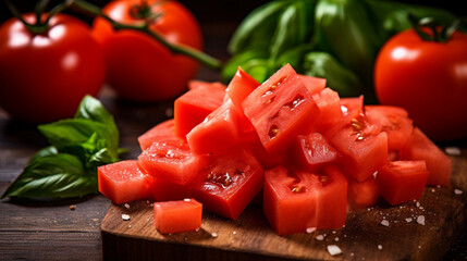 Poster - tomatoes and peppers on a cutting board