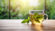 Steaming cup of tea, graced with stevia leaves, symbolizes embracing nature's sweetness as a healthier and natural sweetener choice