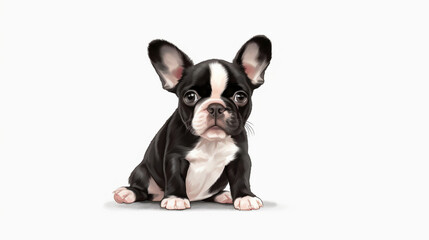 Sticker - french bulldog puppy on white background