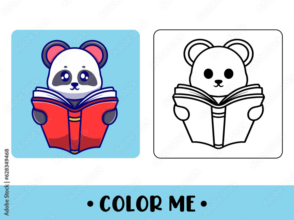 Vector coloring book for children a cute panda. Vector coloring ...