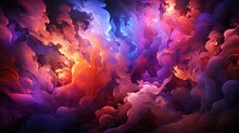  An Abstract Painting Of Multicolored Clouds Of Smoke And Water.  Generative Ai
