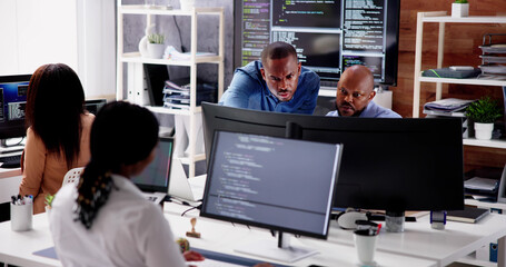 african business team working on computer