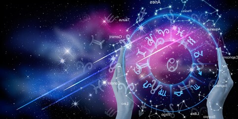 astrological horoscope circle with zodiac sings