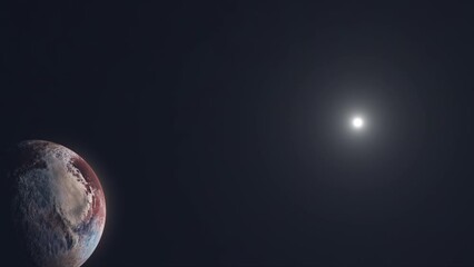 Wall Mural - Former Planet Pluto in Deep Space with Distant Sun