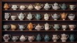 © Anna - a shelf filled with lots of different kinds of vases.  generative ai