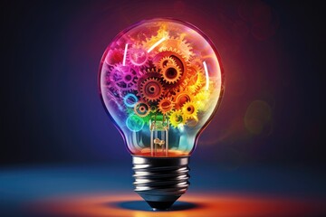 Poster - Light bulb and gear colored wheels