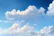 Leinwandbild Motiv 青空と雲のイラスト　水彩風