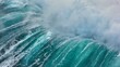 High quality qerial slow motion shot of sea or ocean surf with white foam. Huge wave crashing in open water of Atlantic ocean