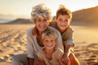 © Kalim - AI generated image of grandmother with grandchildren on beach