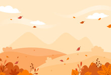 Natural Autumn Landscape Background Vector Design Illustration
