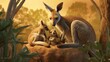 kangaroo cubs in their mothers pouch