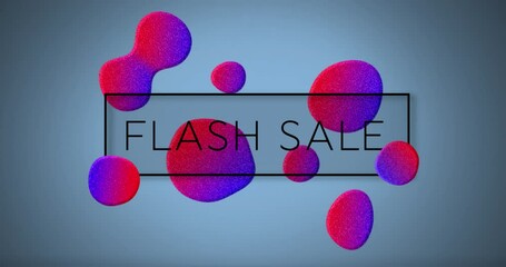 Poster - Animation of flash sale text over vibrant pattern on blue background