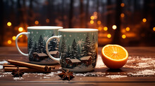 Mulled Wine With Spices And Orange Christmas Tree Mug Decorated With Cinnamon And Orange Generative AI