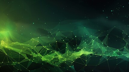 Green Plexus Style Background with Connected Dots for a High-Tech Look
