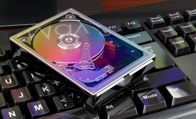 Canvas Print - HDD on the keyboard, 3D rendering