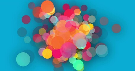 Poster - Animation of neon circles vibrant pattern over blue background