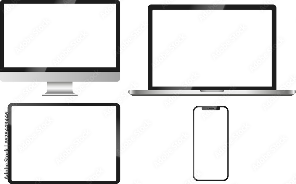 Realistic mockups of devices on a transparent background. Vector set of ...