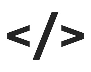 Code symbols flat monochrome isolated vector icon. Web development elements. Editable black and white line art drawing. Simple outline spot illustration for web graphic design
