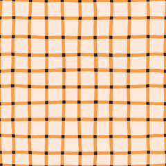 Wall Mural - Creative checkered lines pattern. Vector seamless texture with hand drawn lines. Plaid background
