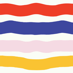 Abstract bold striped patter. Vector seamless pattern with hand drawn horizontal lines. Colourful lined texture