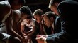 © Dangubic - Intense Basketball Time-Out: Head Coach Strategizing with Focused Team. Generative AI.