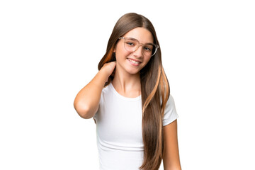 Sticker - Teenager caucasian girl over isolated background laughing