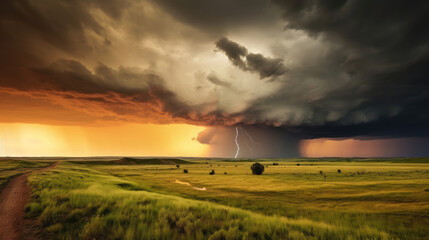 Wall Mural - storm over the field