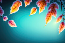 Beautiful Colorful Nature With Bright Orange Leaves Covered With Frost In Late Autumn Or Early Winter. Generated AI.