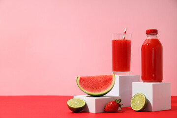 Wall Mural - Watermelon smoothie, concept of fresh and tasty summer drink