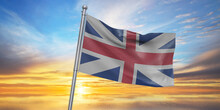 British Flag Against Sky | Waving British Flag 