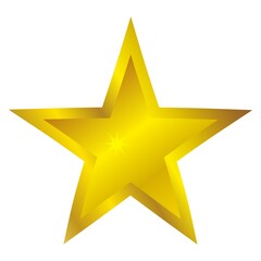 a glowing five-pointed golden star. isolated yellow icon.