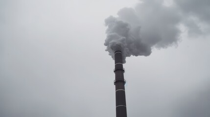 grey smoke from industrial chimney in a grey sky