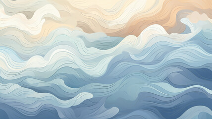  simple watercolors sea theme waves soft soft color light blue cartoon drawing