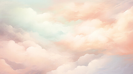 Wall Mural - watercolor light soft color clouds background in the style of drawing cartoon pink and blue gradient