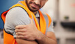 © Malik/peopleimages.com - Hand, construction worker and arm pain from building, handyman injury or maintenance stress. Sad, safety and a person with inflammation, medical emergency or a problem while working on a site