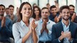 © visoot - Team and employees clapping hands for success, Support, Achievement and diverse group of people applauding together in business meeting