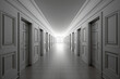 © Anastasiia - Long Hallway With Doors Gradually Getting Smaller, Displaying Linear Perspective. Generative AI