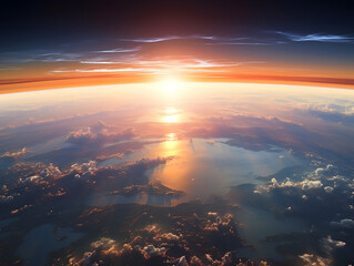 Wall Mural - sunrise over planet earth in space
