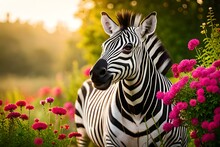 Zebra With Flowers