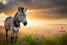 Zebra At Sunset