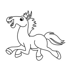 Wall Mural - Funny horse cartoon characters vector illustration. For kids coloring book.