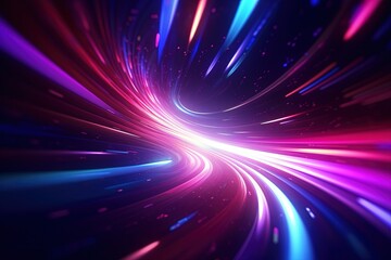 Wall Mural - abstract futuristic background with pink blue glowing neon moving high speed wave lines and bokeh li
