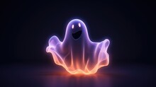 Halloween Ghost 3d Illustration. Glowing Neon  Ghost.