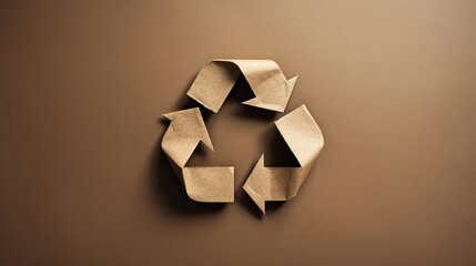 Recycle symbol made of paper, with copy space. AI generated