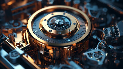 Wall Mural - background of the gear mechanism inside the watch.